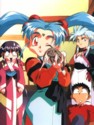 Sasami with Ryo'Ohki and Aeka is in shock!