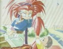 Sketch of baby Taro pulling Washu chans hair